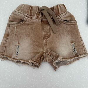 Little Bipsy Distressed Brown Denim Shorts Khaki